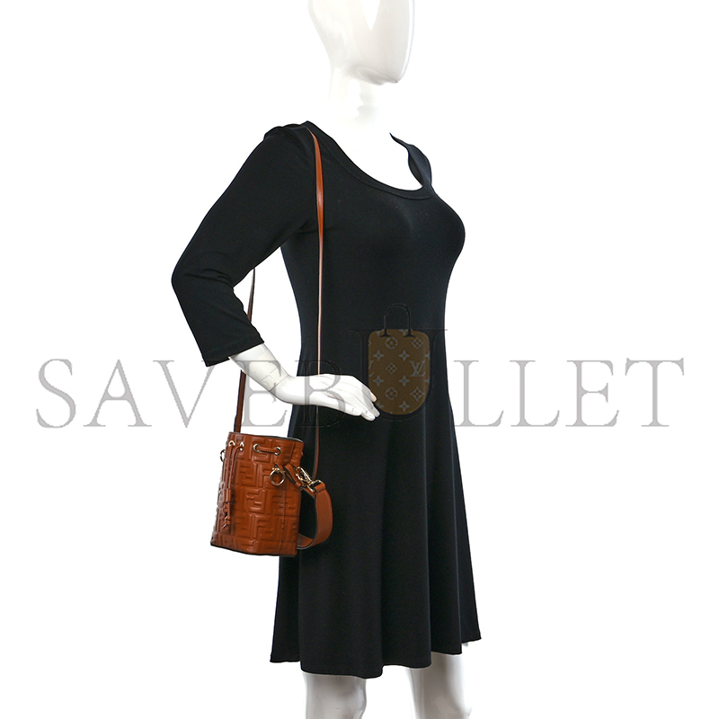 F**di camel leather mini mon tresor bucket bag 8bs010a3zgf1c6j (18*12*10cm)